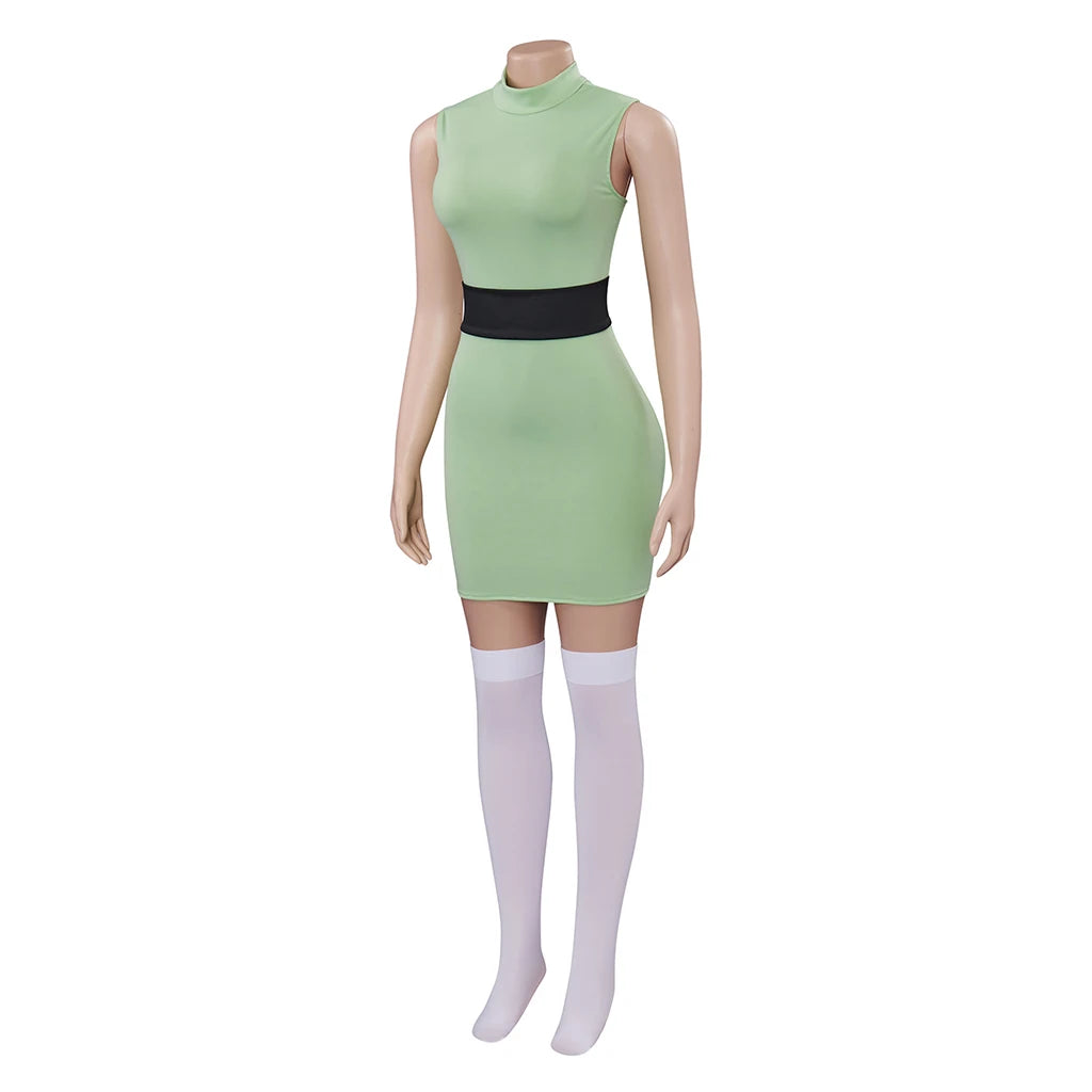 Anime Powerpuff Cosplay Girl Costume Dress Set Blossom Buttercup Bubbles Fancy Dress Halloween Party Women Fancy Dress