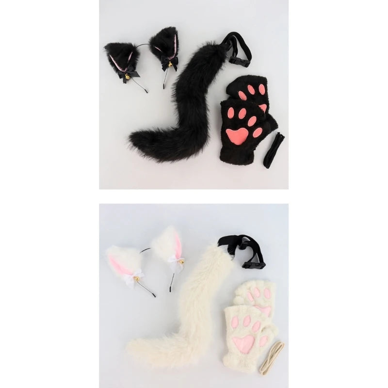 Cats Dress up for groups Costume Includes Headband, Tail, Gloves for Girl Halloween