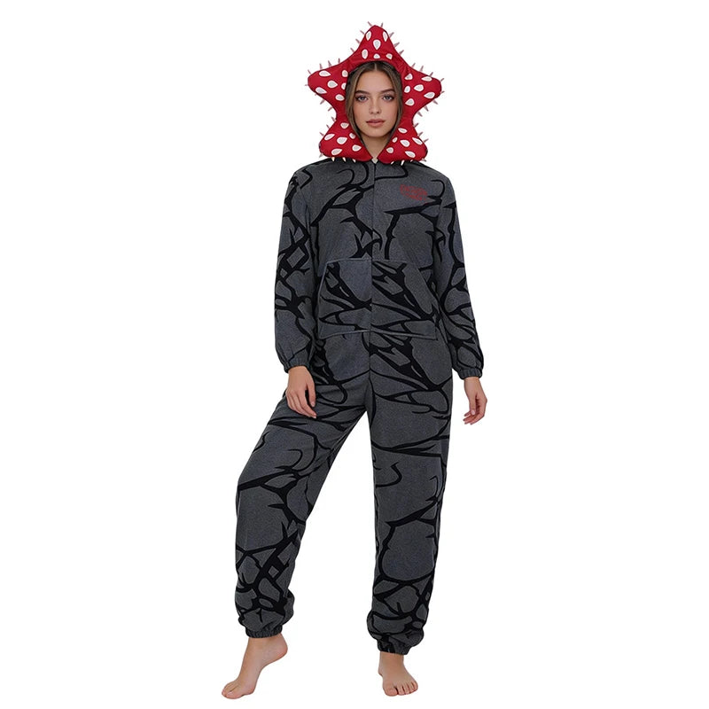 New Adult Kids For groups Fall Winter Thicken Cannibal Flower Demogorgon Cosplay Costume Comfortable Flannel Fabric Pajamas Halloween Suits