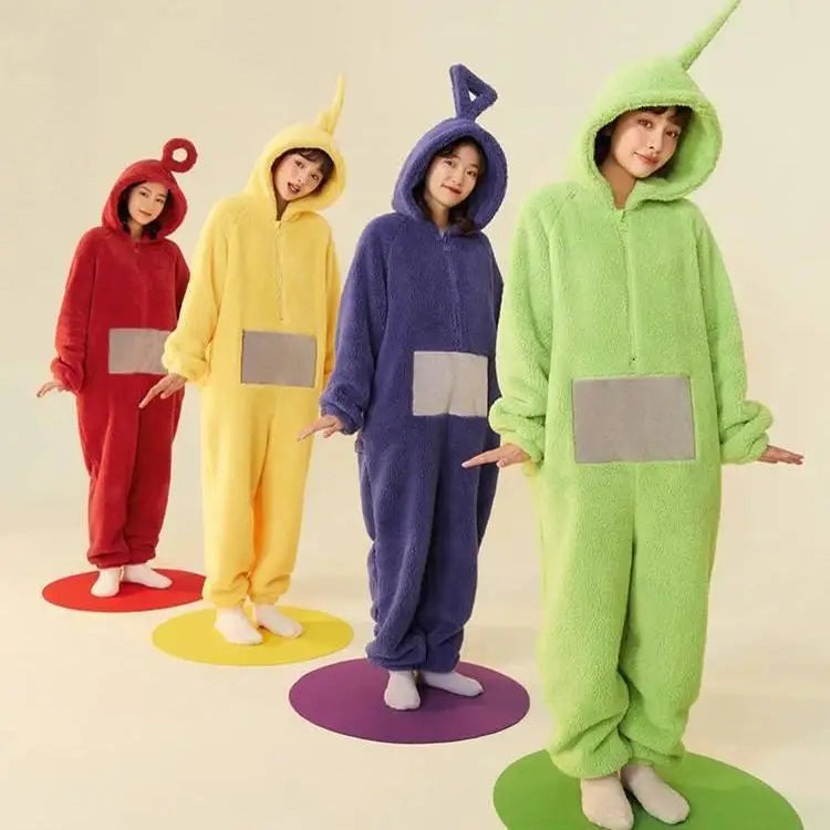 Adults Kids Onesies For groups Soft Long Sleeves Pajamas Dipsy Tinky Winky Po Lala Costumes Home Clothes Women Unisex Homewear Jumpsuit