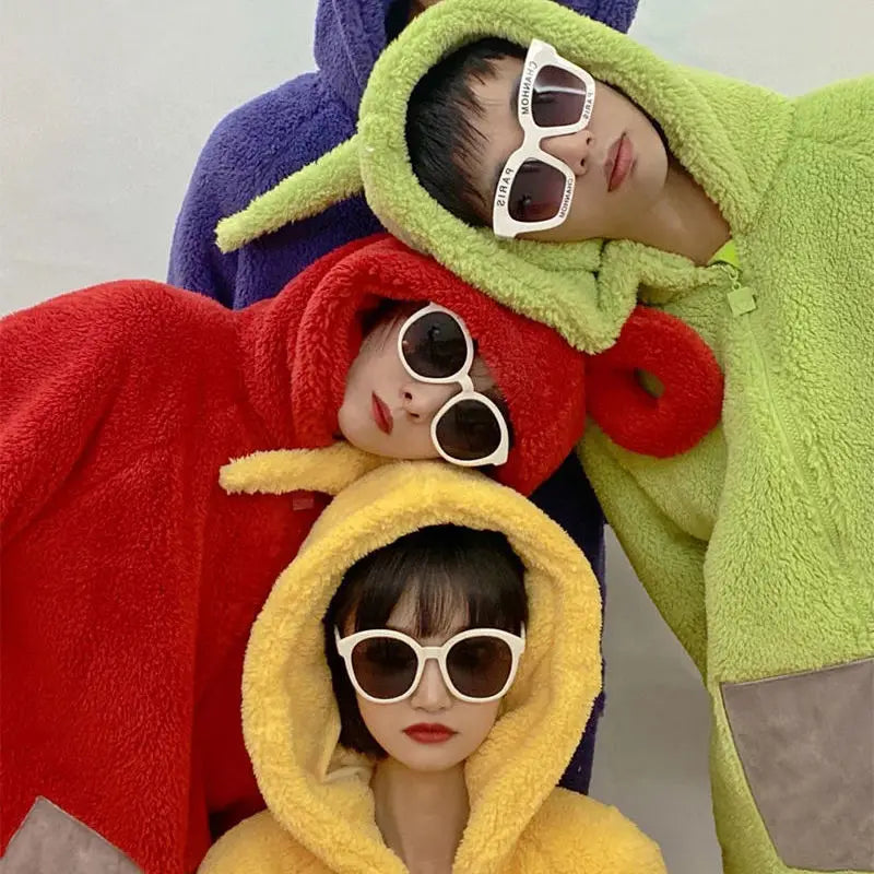 Adults Kids Onesies For groups Soft Long Sleeves Pajamas Dipsy Tinky Winky Po Lala Costumes Home Clothes Women Unisex Homewear Jumpsuit
