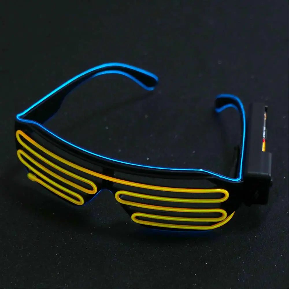 Wireless LED Glowing Glasses Cool Colorful Neon Glasses Double Colors Glow-in-the-dark Luminous Glasses Halloween Costumes