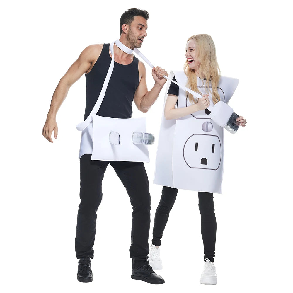 Adult Funny USB/Light Plug and Socket Couple Set Halloween Costume Carnival Easter Purim Fancy Dress