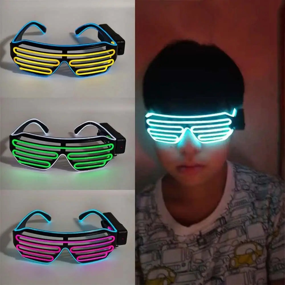 Wireless LED Glowing Glasses Cool Colorful Neon Glasses Double Colors Glow-in-the-dark Luminous Glasses Halloween Costumes