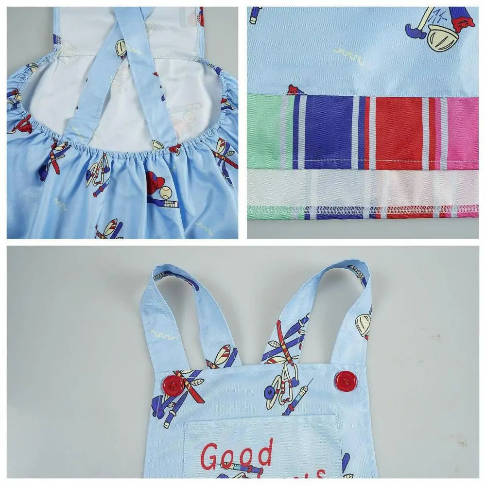 Horror Movie Doll Costume Adults Colorful Striped Top Overalls Dress Costume Retro Scary Toy Themed Outfit for Halloween Party