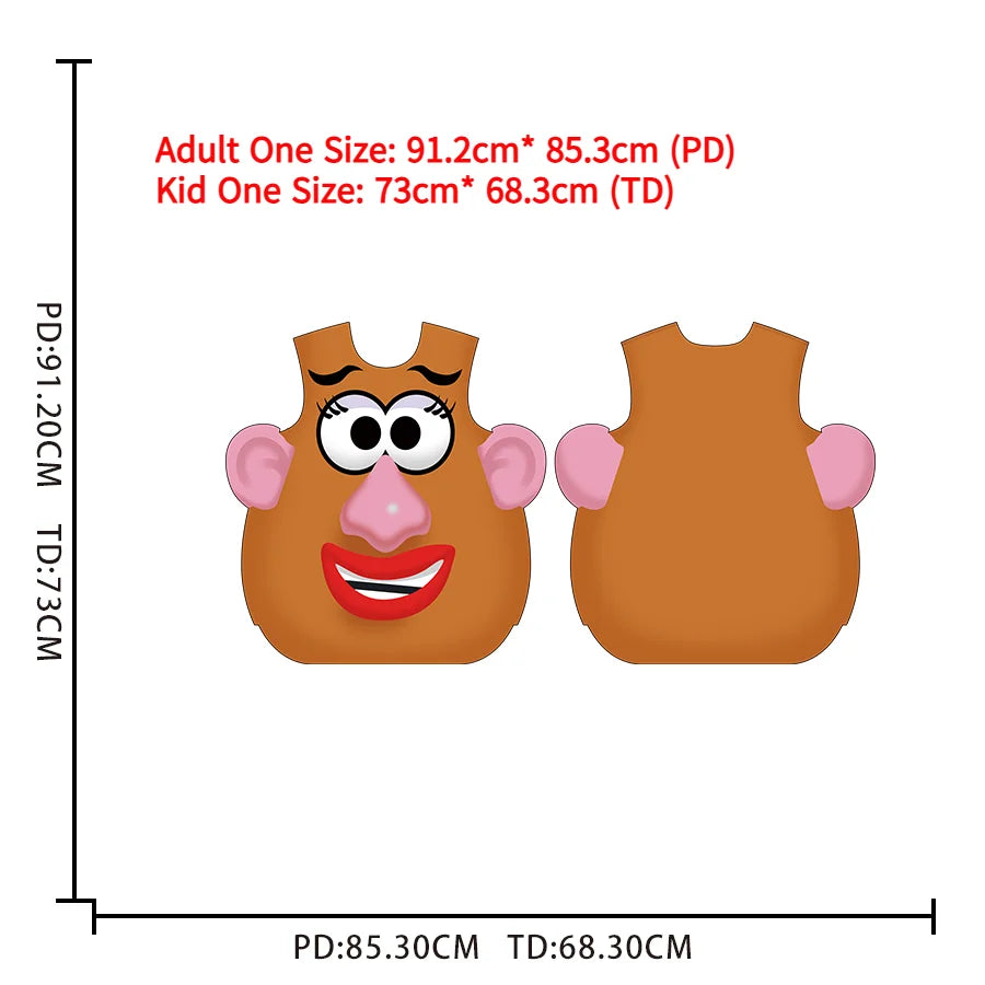 Funny Mr. and Mrs. Potato Head Matching Outfit Halloween Cosplay Tunic Couple Potato Head Costume Carnival Party Disguise Wear