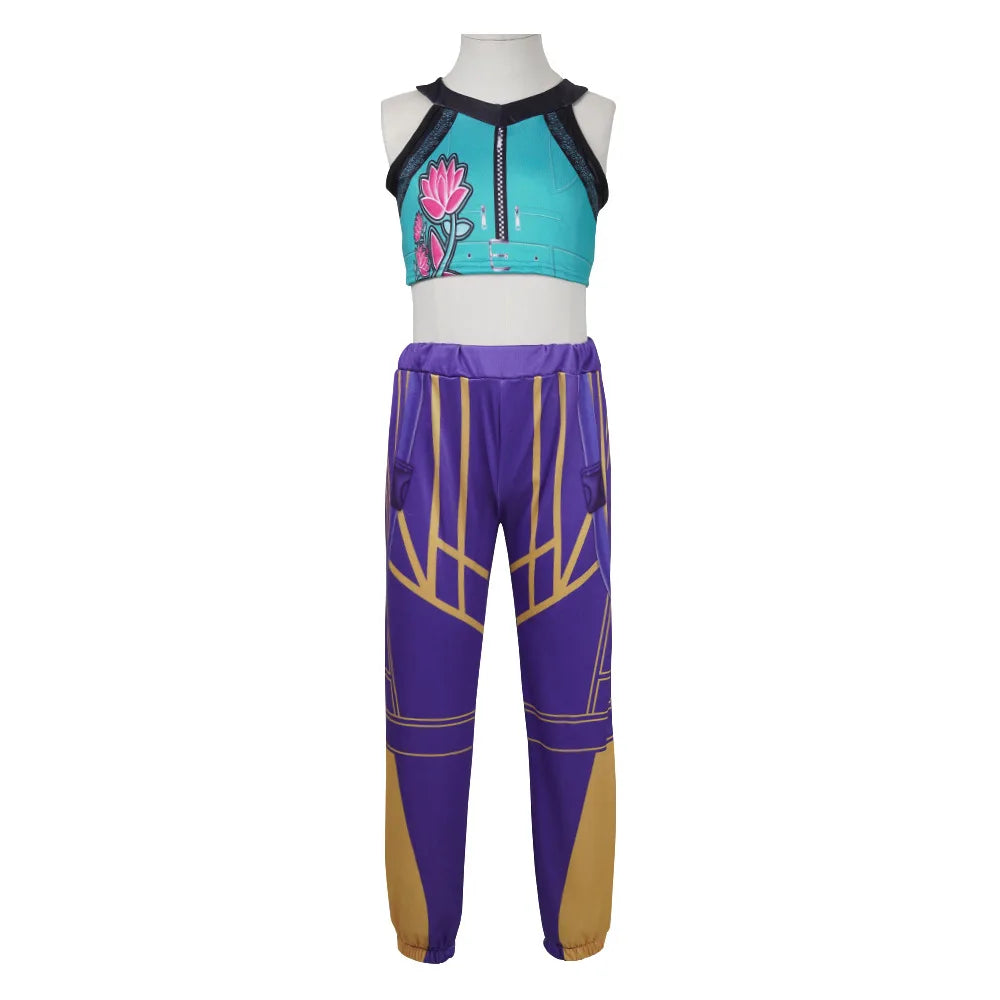 Halloween Fancy Dress Demon Hunters Adult Kids Street Hip Hop Role Play Outfit 3 Styles Printed Crop Top Skirt Shorts Idol Stage Costume