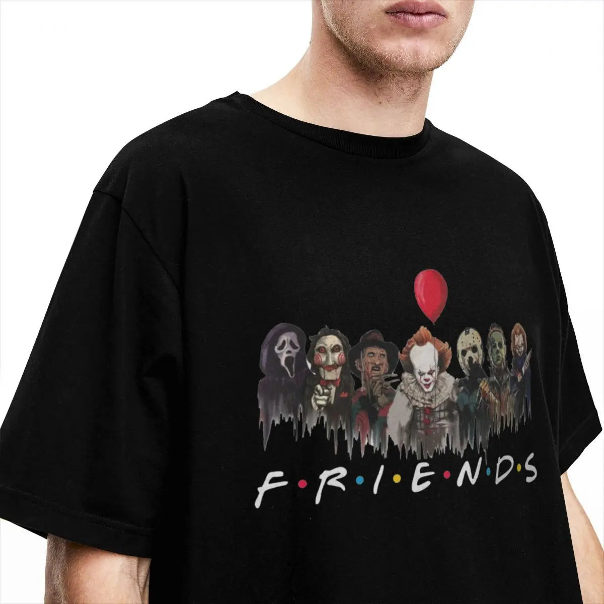 Men Women's T-Shirt Halloween Movie Horror Friends Merchandise Novelty Cotton Short Sleeve thrilling movie T Shirt Round Collar