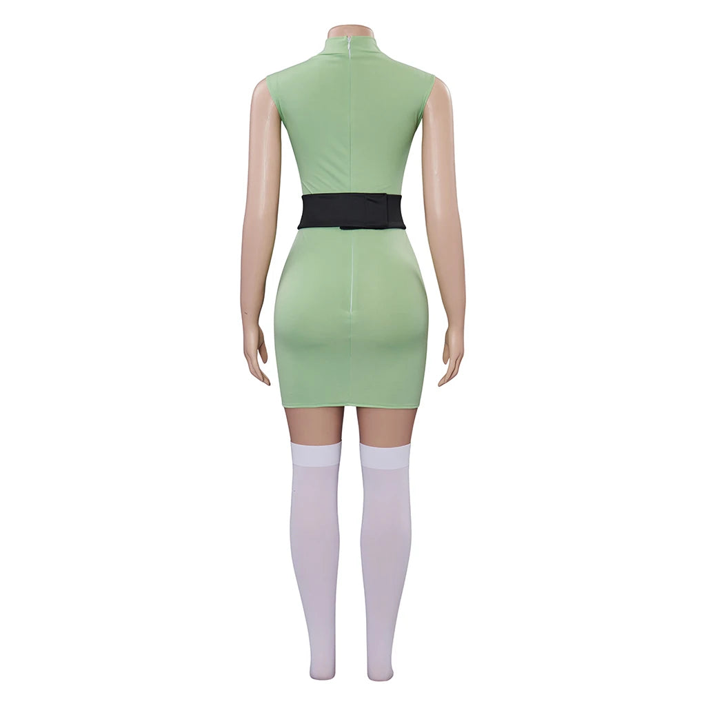 Anime Powerpuff Cosplay Girl Costume Dress Set Blossom Buttercup Bubbles Fancy Dress Halloween Party Women Fancy Dress