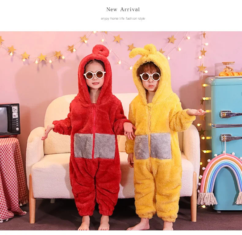 Adults Kids Onesies For groups Soft Long Sleeves Pajamas Dipsy Tinky Winky Po Lala Costumes Home Clothes Women Unisex Homewear Jumpsuit