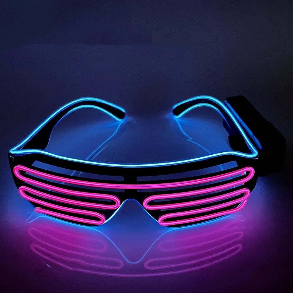 Wireless LED Glowing Glasses Cool Colorful Neon Glasses Double Colors Glow-in-the-dark Luminous Glasses Halloween Costumes