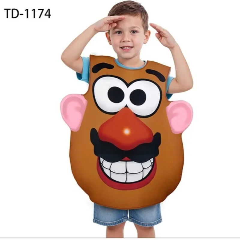 Funny Mr. and Mrs. Potato Head Matching Outfit Halloween Cosplay Tunic Couple Potato Head Costume Carnival Party Disguise Wear