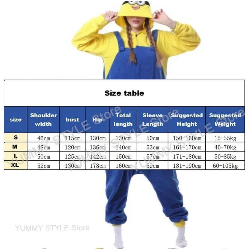 2026 Anime Despicable Me Minions Fleece Pajamas Cartoon Jumpsuit Minions Onesie Sleepwear Adult Home Clothes Halloween Costume
