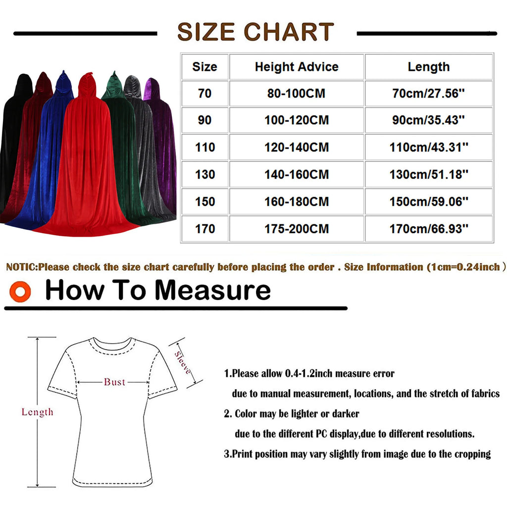 Adult Kids Halloween For groups Pleuche Velvet Cloak Cape Hooded Medieval Costume Witch Wicca Vampire Halloween Cosplay Costume Cape