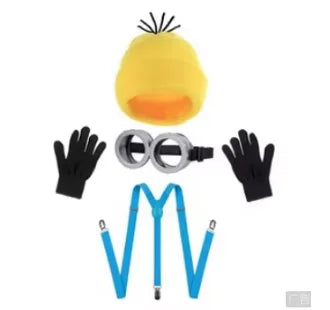 Disfraz disguise Funny Halloween Costume Accessories Adult Couples,Goggles Glasses/Yellow Beanie/Gloves for Men Women Cosplay Party Set