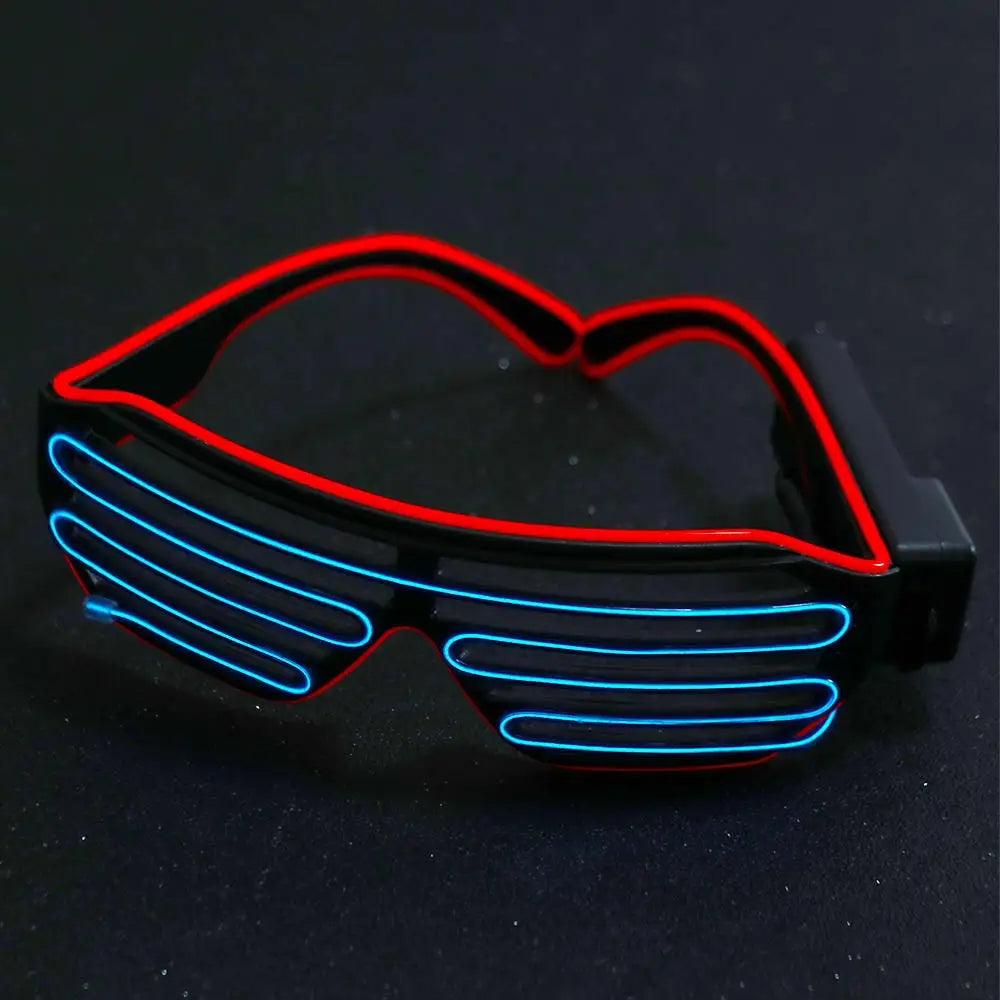 Wireless LED Glowing Glasses Cool Colorful Neon Glasses Double Colors Glow-in-the-dark Luminous Glasses Halloween Costumes