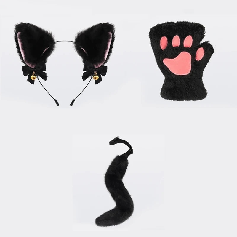 Cats Dress up for groups Costume Includes Headband, Tail, Gloves for Girl Halloween