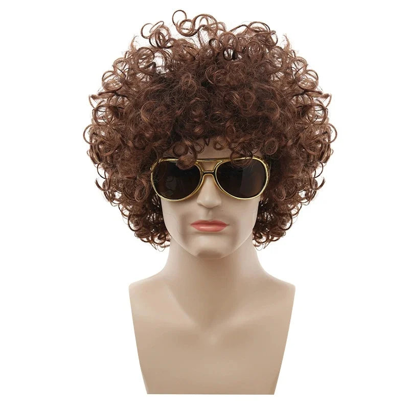 Costume Jewelry Set Synthetic Curly Hair Wigs Afro Wig Sunglasses Necklace For Adult Hip Hop Cosplay Party Accessories Hair Prop