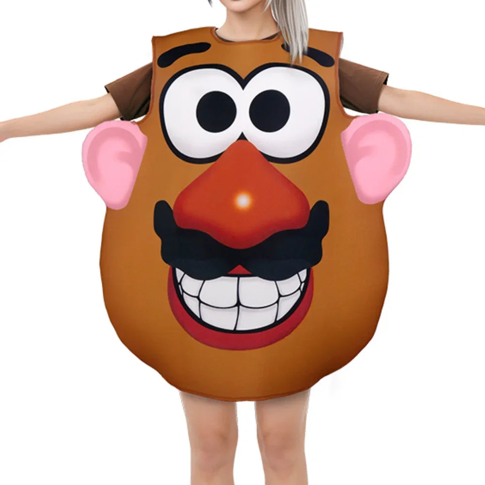Funny Mr. and Mrs. Potato Head Matching Outfit Halloween Cosplay Tunic Couple Potato Head Costume Carnival Party Disguise Wear