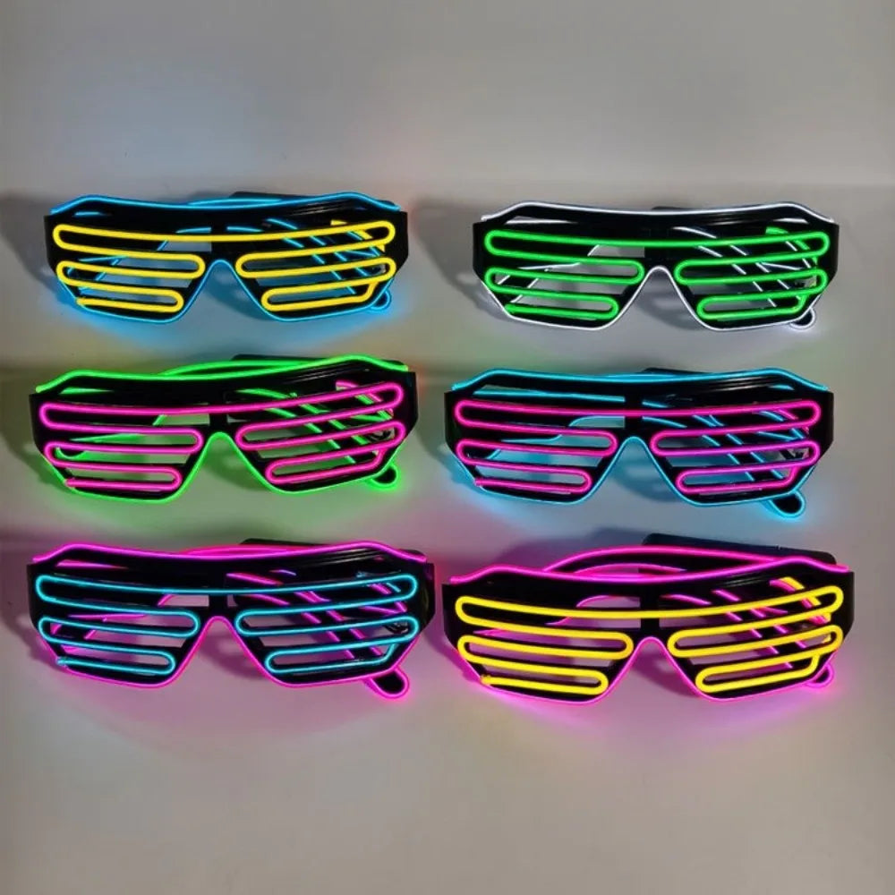 Wireless LED Glowing Glasses Cool Colorful Neon Glasses Double Colors Glow-in-the-dark Luminous Glasses Halloween Costumes