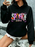 Spooky Vibes Halloween Design Men Women Hoodies Sweatshirt Pumpkin Black Cat Ghost Crow Bat Graphic Kawaii Hoodies Free Shipping