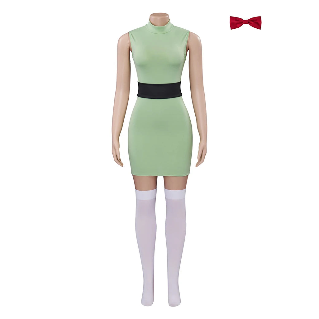 Anime Powerpuff Cosplay Girl Costume Dress Set Blossom Buttercup Bubbles Fancy Dress Halloween Party Women Fancy Dress