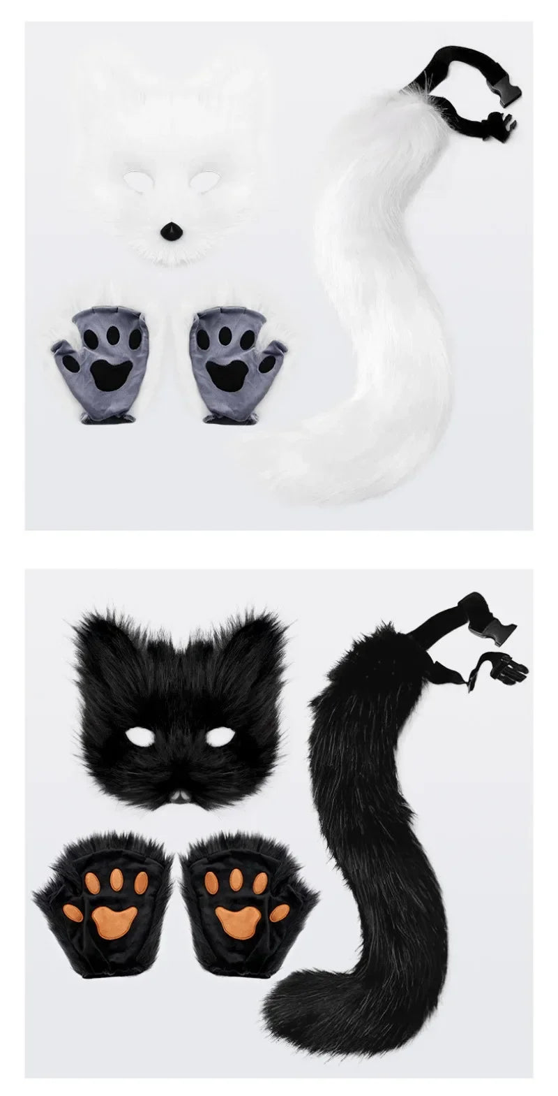 Foxes Mask+Tail +Gloves Set Halloween Cosplays Costume Accessorie Theme Party Dress Up Props Carnival Party Costumes Accessories