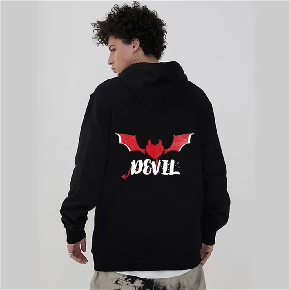 Angel and Demon Hoodies Matching Couple Hoodie Set His & Hers Hoodies Black Hoodies for Boyfriends Girlfriends