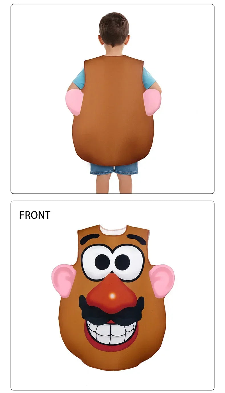 Funny Mr. and Mrs. Potato Head Matching Outfit Halloween Cosplay Tunic Couple Potato Head Costume Carnival Party Disguise Wear