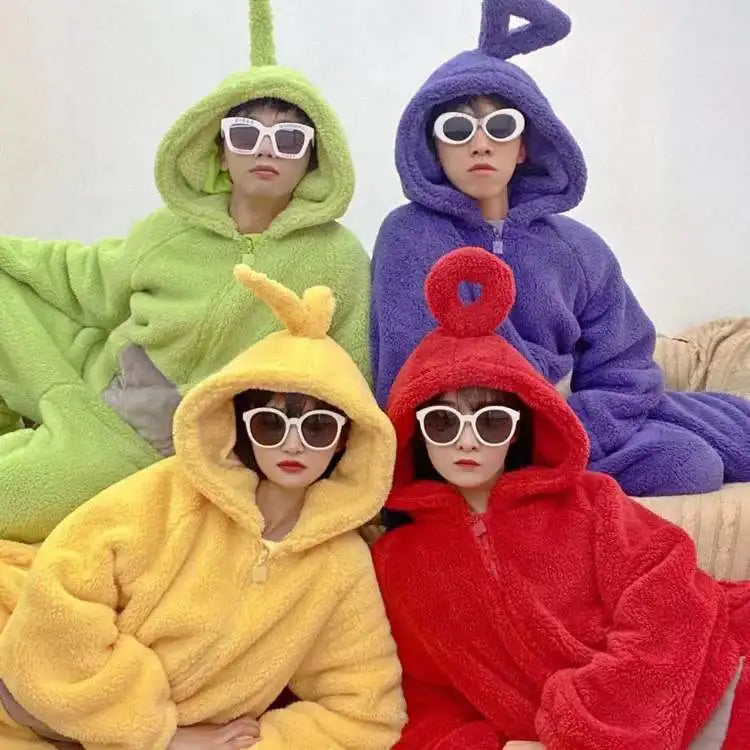 Adults Kids Onesies For groups Soft Long Sleeves Pajamas Dipsy Tinky Winky Po Lala Costumes Home Clothes Women Unisex Homewear Jumpsuit