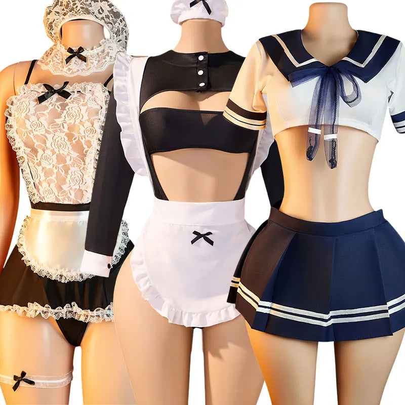 Hot Maid Costume For Role-Play Women Uniform 18 Exotic desire Plays Deep V Nurse Dress Xxx Cosplay Sexy Nights