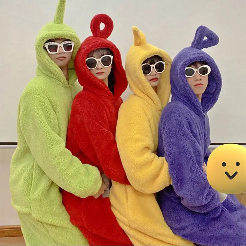 Adults Kids Onesies For groups Soft Long Sleeves Pajamas Dipsy Tinky Winky Po Lala Costumes Home Clothes Women Unisex Homewear Jumpsuit