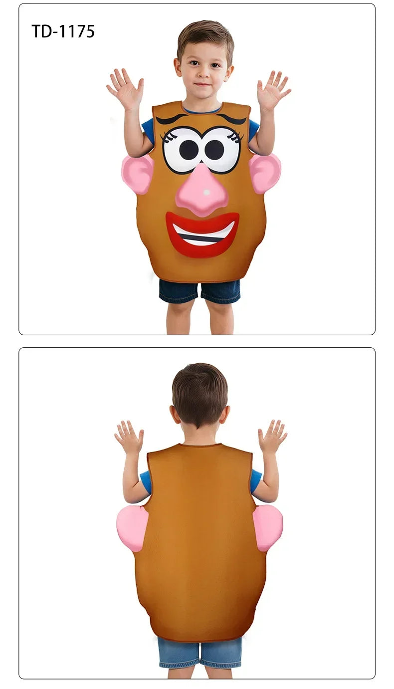 Funny Mr. and Mrs. Potato Head Matching Outfit Halloween Cosplay Tunic Couple Potato Head Costume Carnival Party Disguise Wear