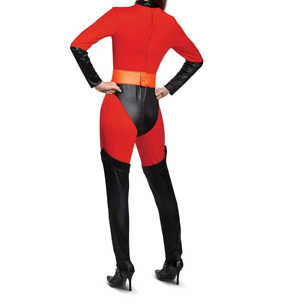 Halloween adult couples incredible cosplay costume anime incredible red jumpsuit mask full set of Halloween costumes for men and women