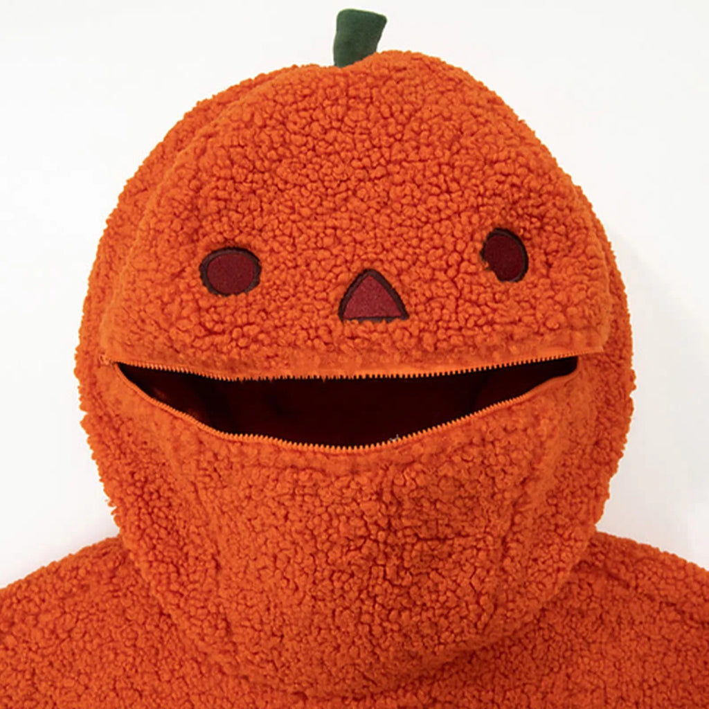 Women's Halloween Pumpkin Shaped Hoodie Autumn Round Neck Hooded Sweatshirt Double-Faced Fleece Cute Halloween Sweater Tops