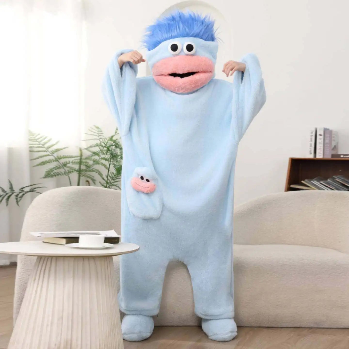 Funny Monster Monster Plush Cartoon Sleepwear Costume Full Face Plush Costume Adult Halloween Carnival Party Outfit Pajama Party