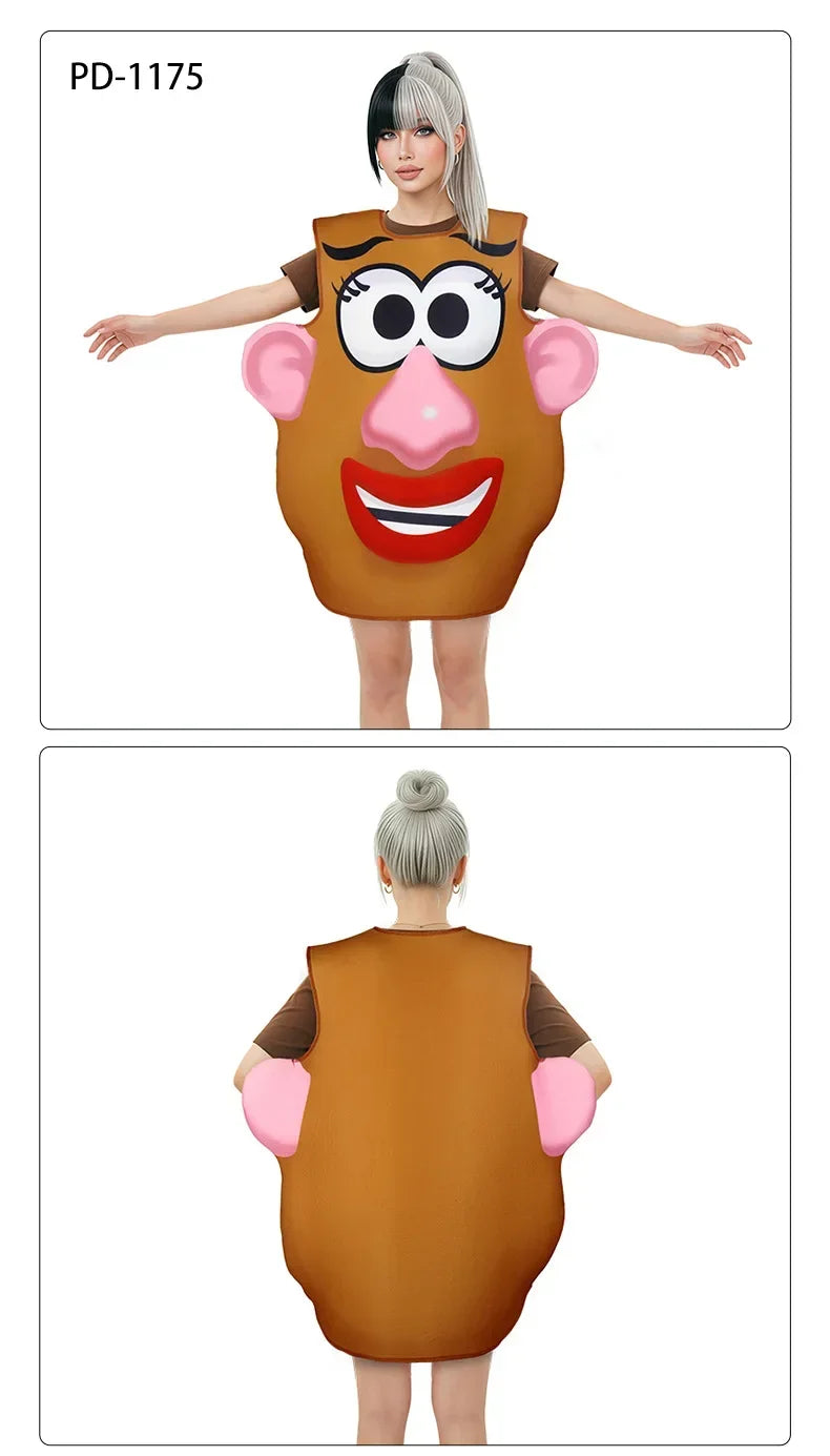 Funny Mr. and Mrs. Potato Head Matching Outfit Halloween Cosplay Tunic Couple Potato Head Costume Carnival Party Disguise Wear