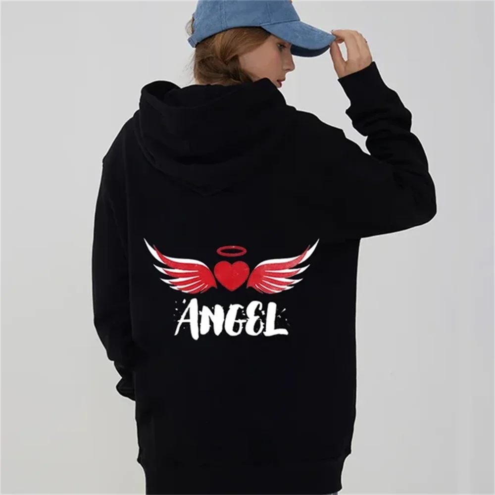 Angel and Demon Hoodies Matching Couple Hoodie Set His & Hers Hoodies Black Hoodies for Boyfriends Girlfriends