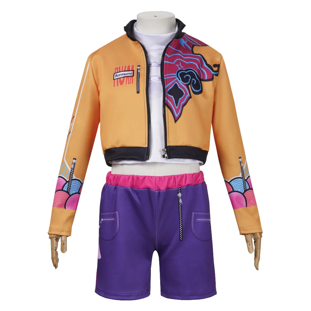 Halloween Fancy Dress Demon Hunters Adult Kids Street Hip Hop Role Play Outfit 3 Styles Printed Crop Top Skirt Shorts Idol Stage Costume