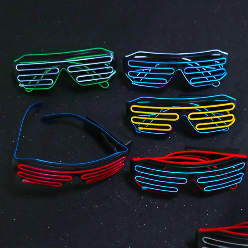 Wireless LED Glowing Glasses Cool Colorful Neon Glasses Double Colors Glow-in-the-dark Luminous Glasses Halloween Costumes