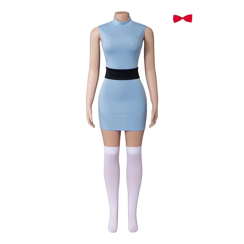 Anime Powerpuff Cosplay Girl Costume Dress Set Blossom Buttercup Bubbles Fancy Dress Halloween Party Women Fancy Dress