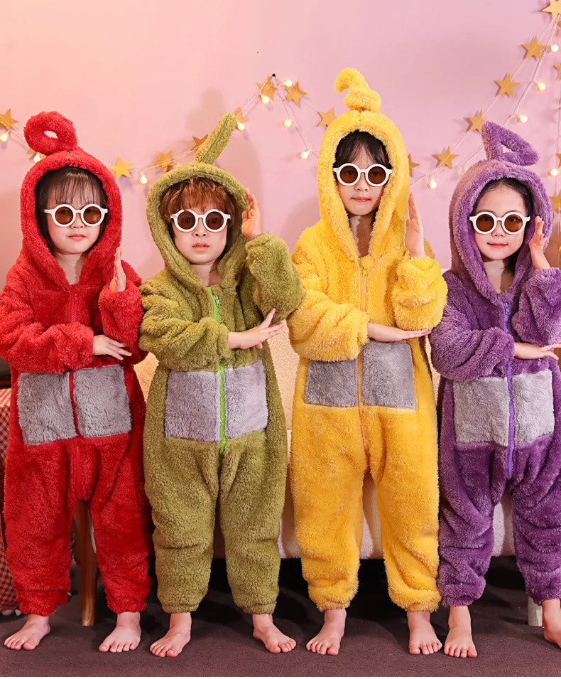 Adults Kids Onesies For groups Soft Long Sleeves Pajamas Dipsy Tinky Winky Po Lala Costumes Home Clothes Women Unisex Homewear Jumpsuit