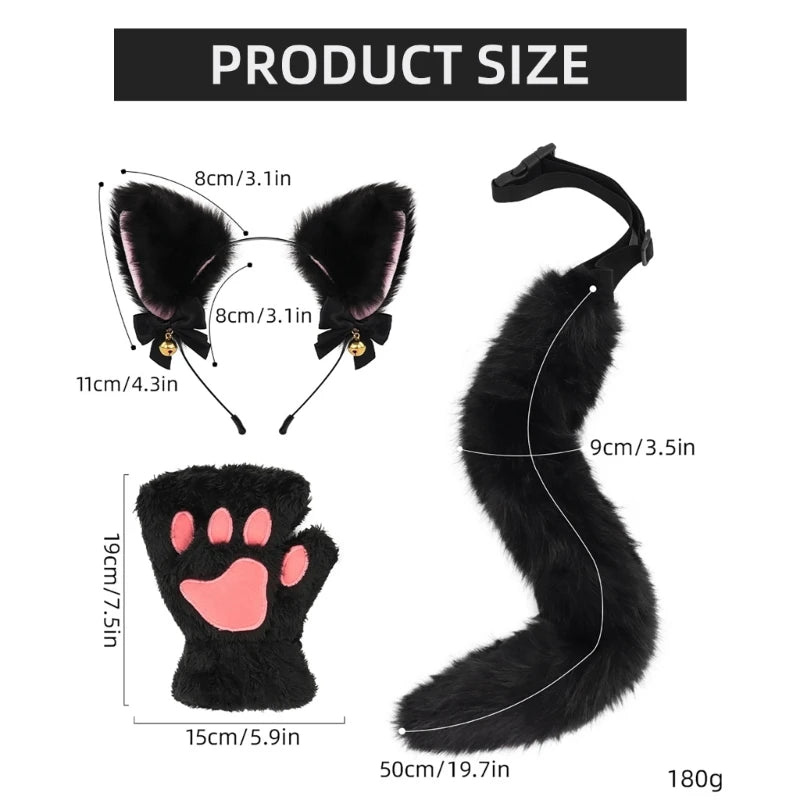 Cats Dress up for groups Costume Includes Headband, Tail, Gloves for Girl Halloween
