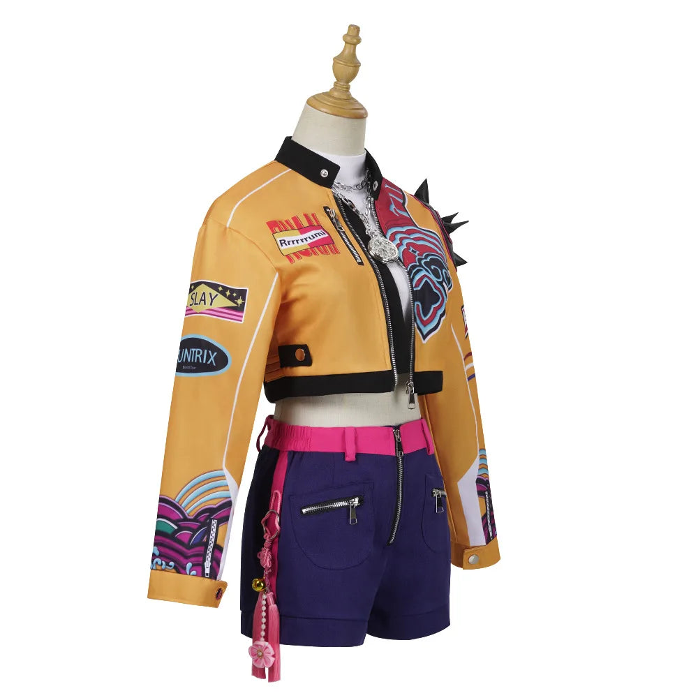 Halloween Fancy Dress Demon Hunters Adult Kids Street Hip Hop Role Play Outfit 3 Styles Printed Crop Top Skirt Shorts Idol Stage Costume