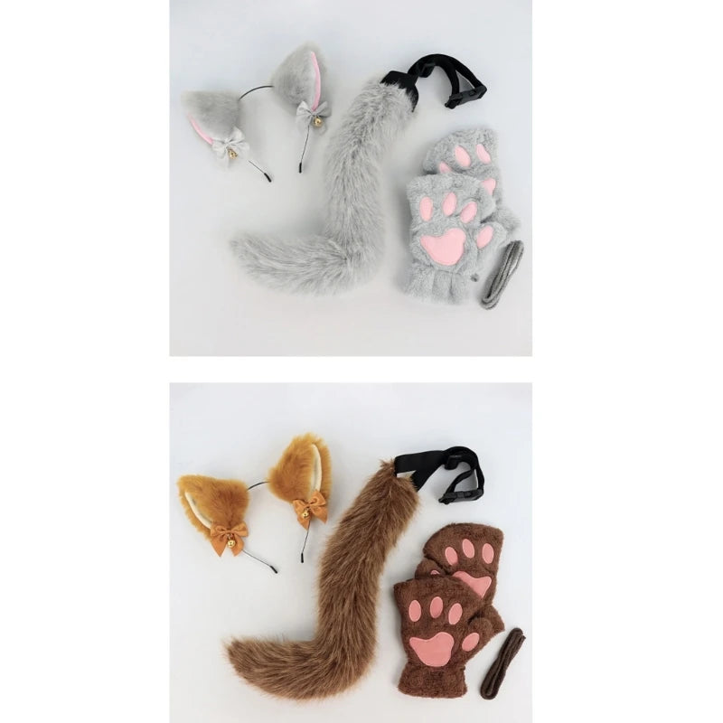 Cats Dress up for groups Costume Includes Headband, Tail, Gloves for Girl Halloween