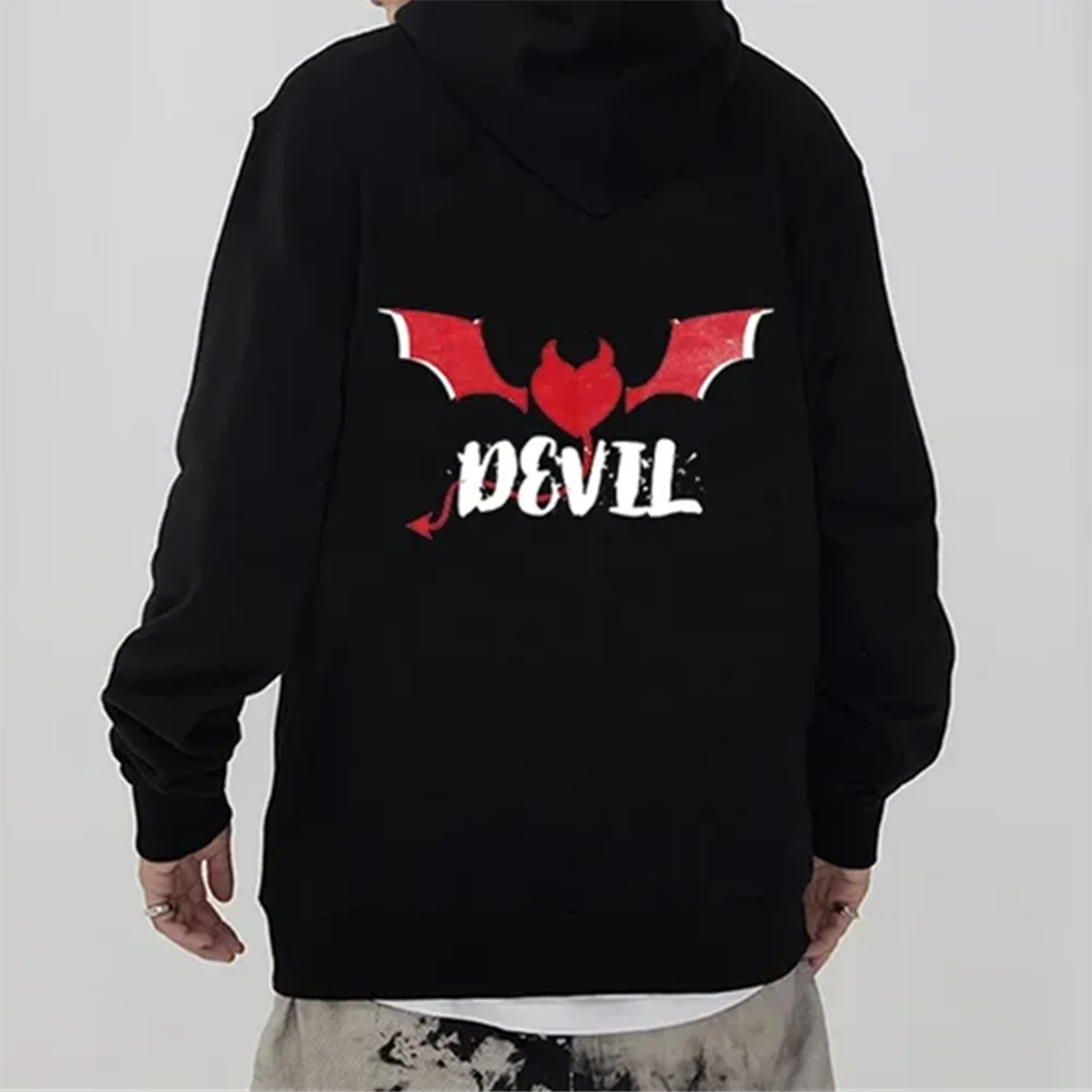 Angel and Demon Hoodies Matching Couple Hoodie Set His & Hers Hoodies Black Hoodies for Boyfriends Girlfriends