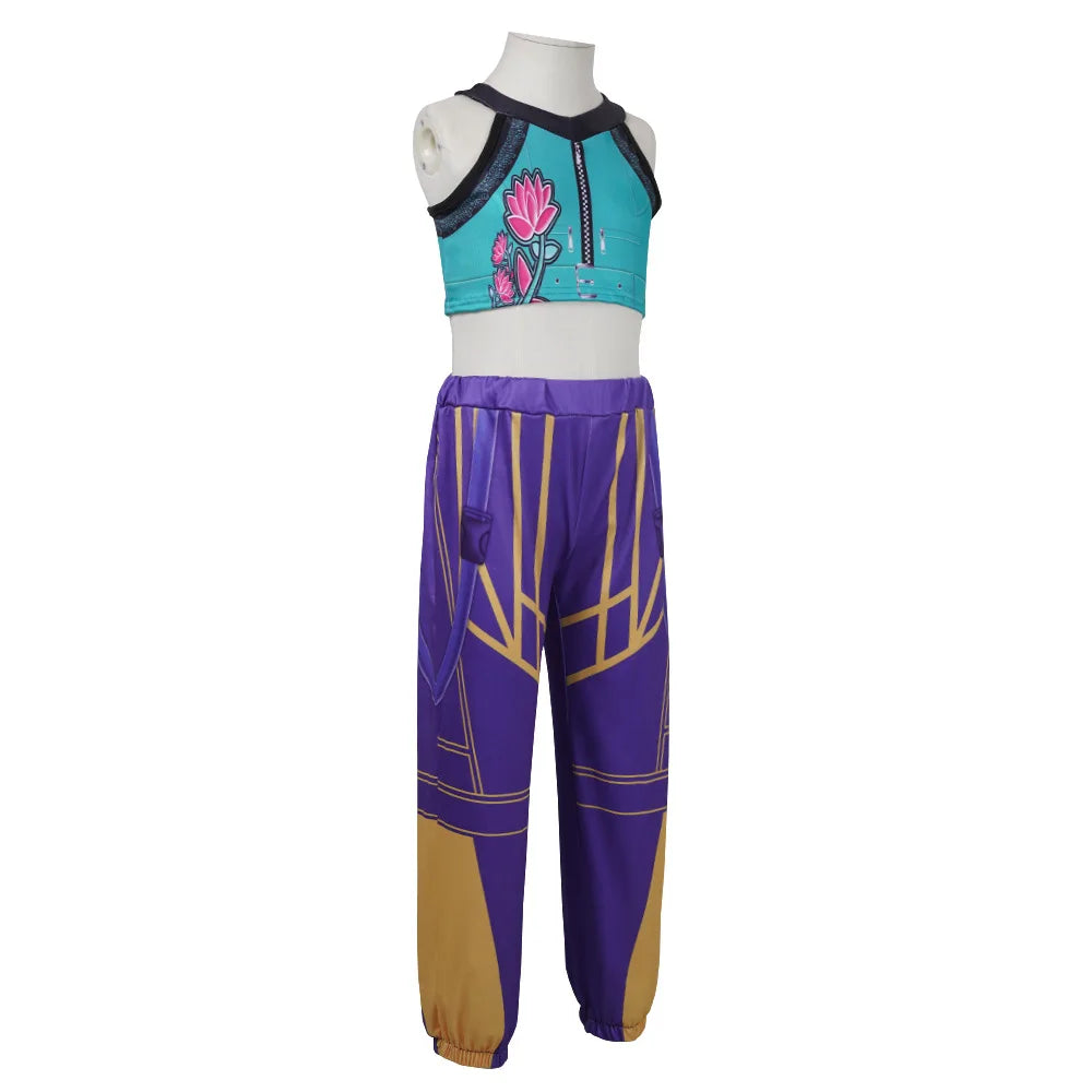Halloween Fancy Dress Demon Hunters Adult Kids Street Hip Hop Role Play Outfit 3 Styles Printed Crop Top Skirt Shorts Idol Stage Costume