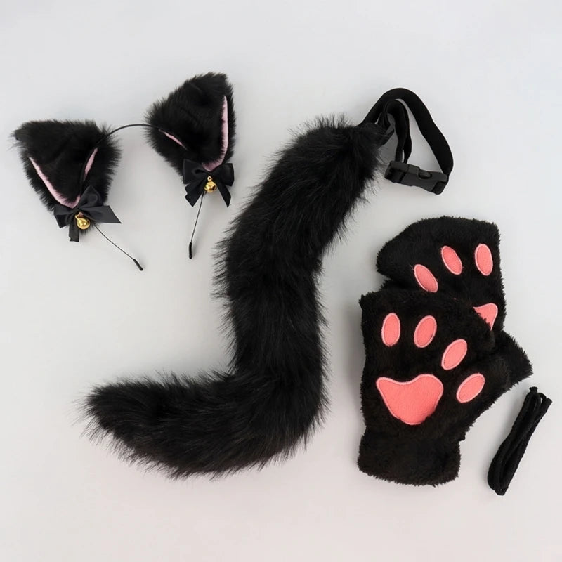 Cats Dress up for groups Costume Includes Headband, Tail, Gloves for Girl Halloween