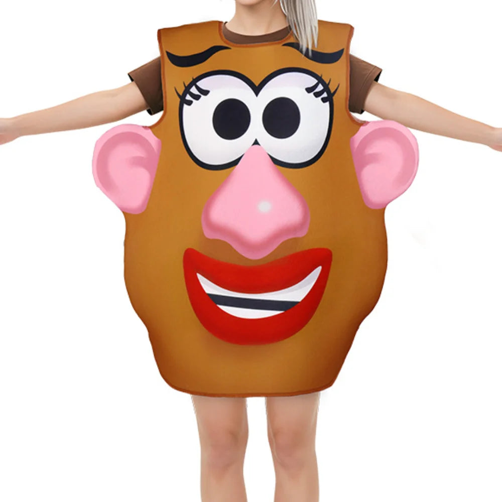 Funny Mr. and Mrs. Potato Head Matching Outfit Halloween Cosplay Tunic Couple Potato Head Costume Carnival Party Disguise Wear