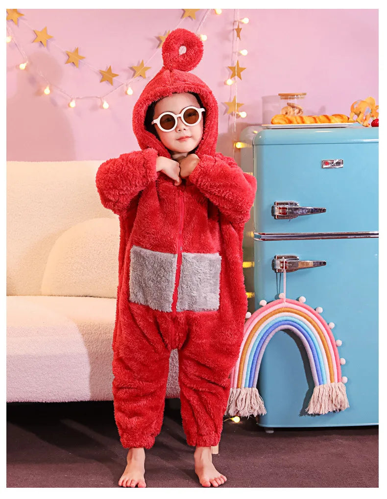 Adults Kids Onesies For groups Soft Long Sleeves Pajamas Dipsy Tinky Winky Po Lala Costumes Home Clothes Women Unisex Homewear Jumpsuit